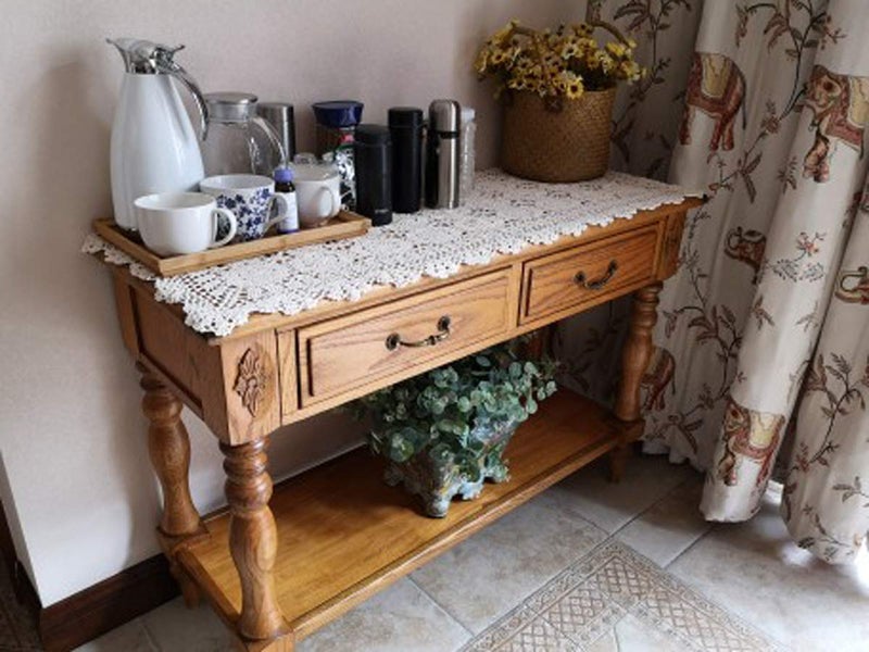 Damanni Rectangular Cotton Handmade Crochet Lace Table Runner Doilies Table Dresser Scarf DÃ©cor,19 Inch by 35 Inchï¼ŒBeige - Image 5